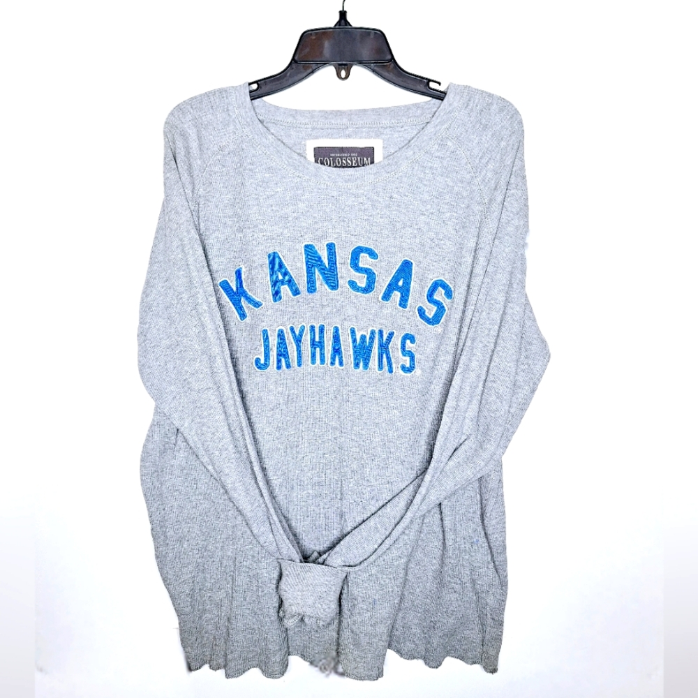 Colosseum Athletics "Rock Chalk In A Thermal" Kansas Jayhawks Thermal shirt.